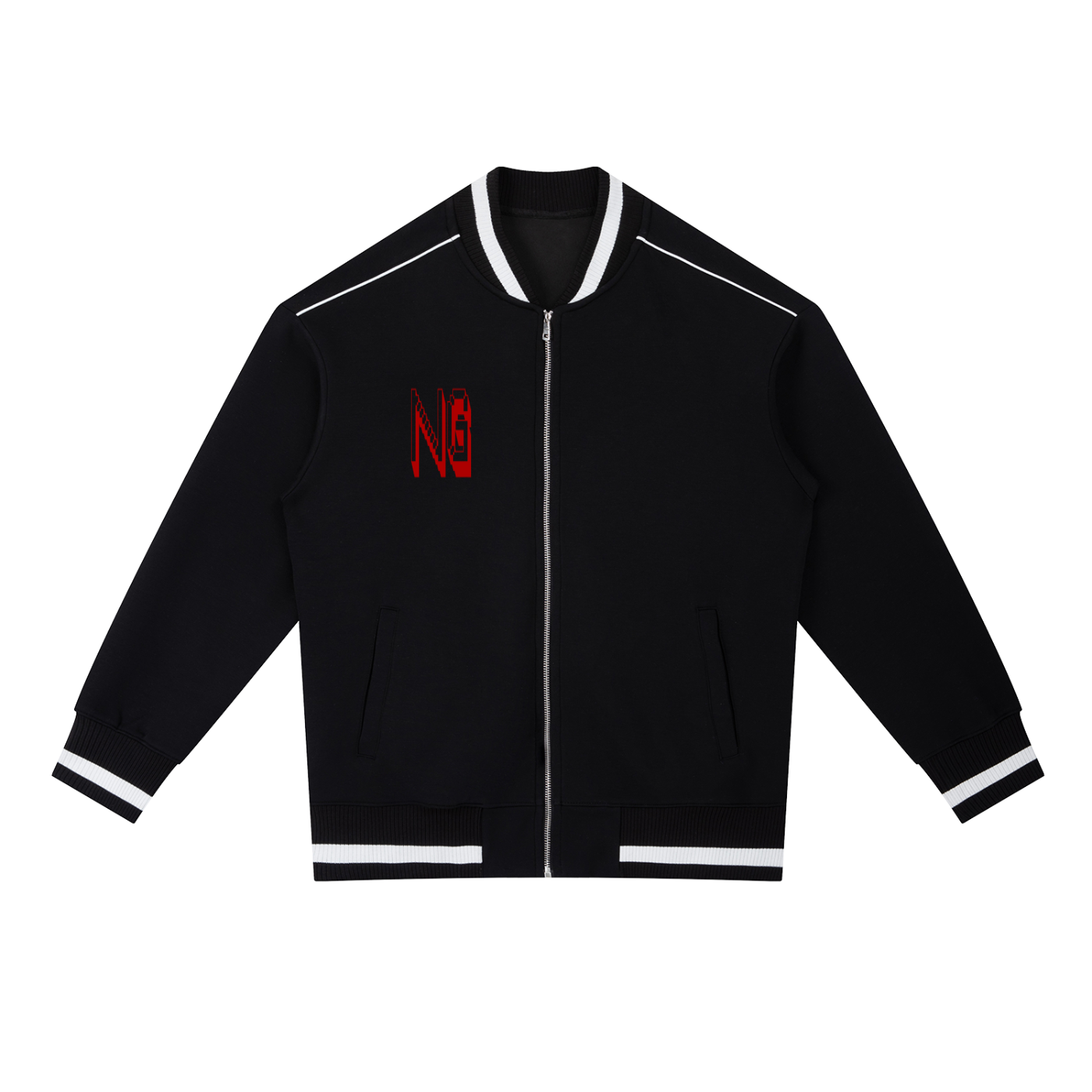 Contrast Piping Zip Bomber Jacket